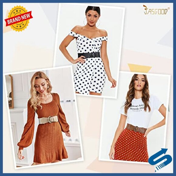 3 Pack Stretchy Wide Waist Belt for Dresses, Elastic Vintage Style main image 4